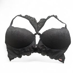 VS Victoria’s Secret pink / black date Push up bra Lace Bralette Large plunge